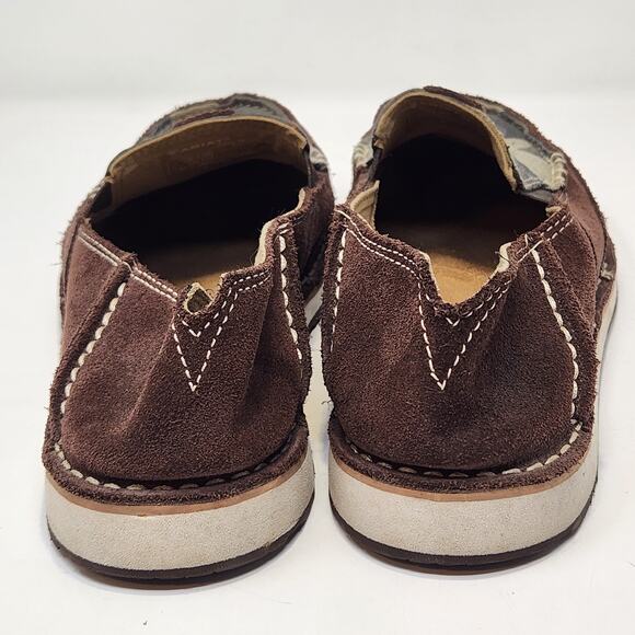 Ariat Cruiser Moc Slip On Shoes Loafer Women Size 7.5B Brown Leather Camo Canvas - Picture 6 of 8